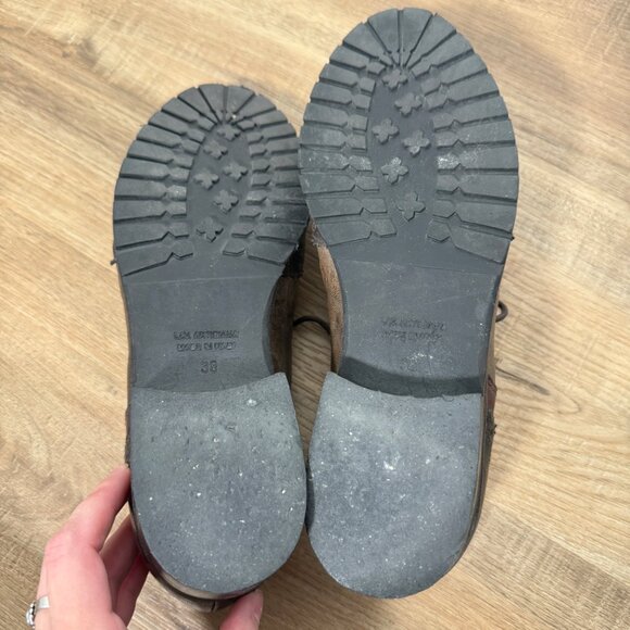 Vintage Arnold Churgin Leather Lace Up Wingtip Oxford Shoes Brown Academia 39 - Picture 8 of 9